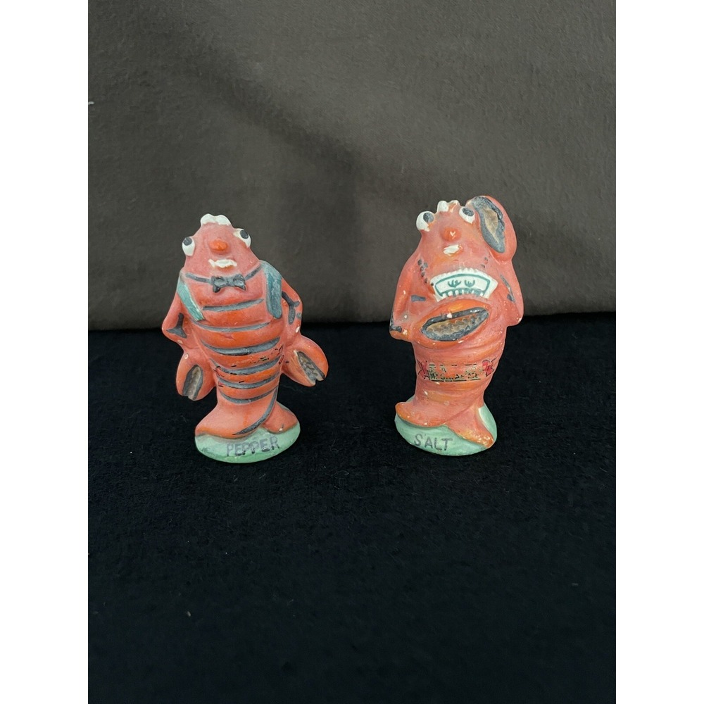 1950s Vintage Anthropomorphic Lobster Couple Salt & Pepper Shaker Set Japan